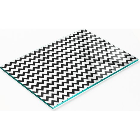 Vassoio da portata in vetro temperato con grafica a zigzag 80x52 cm (1/5)