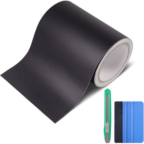 Covering Carbone Noir Mat 15 x 900 cm + Outils, Film Covering Voiture, Applicable à Protection Seuil de Porte Voiture des Bords des Autos, Motos et Vélos (1/5)