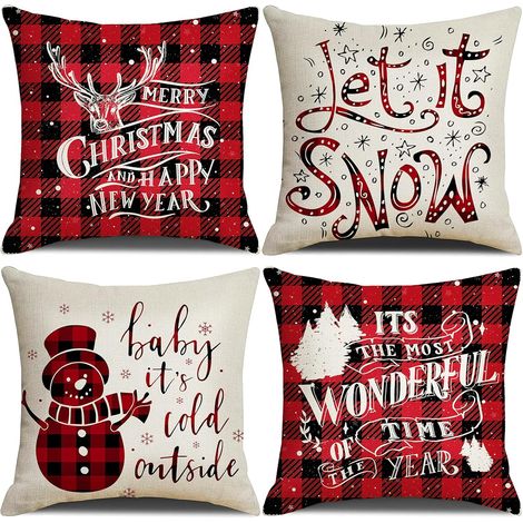 4er-Set Weihnachtskissenbezüge, 45 x 45 cm, Weihnachtsdekoration 2025 für Schlafzimmer oder Sofa (1/5)