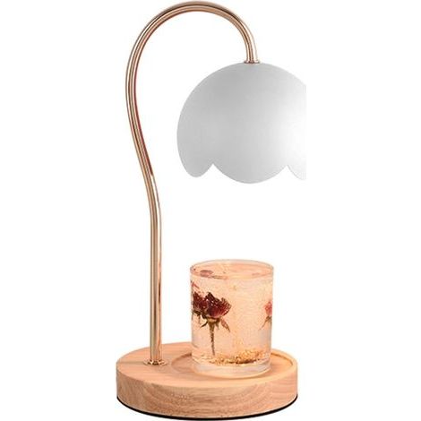 Lampe chauffante pour bougies, lanterne chauffante sans flamme à intensité variable pour faire fondre les bougies métalliques, convient aux grands pots de bougies blanches (bougies non incluses). (1/5)