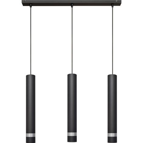Helam TUBA Plafonnier Suspendu Straight Bar Noir, Chrome 60cm