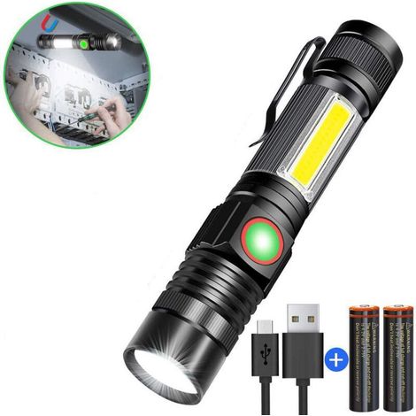 Lampe torche puissante multifonction rechargeable avec éclairage latéral, pour usage domestique et extérieur, pratique et performante (1/5)