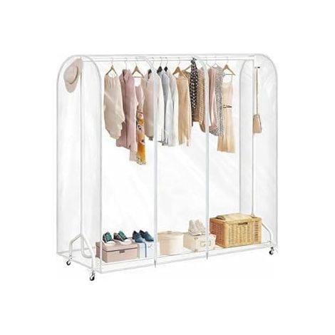 Funda Protectora Grande para Perchero, Plástico Transparente Impermeable, Apertura y Cierre Fácil (150x50x150 cm) (1/4)