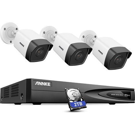 ANNKE 4CH PoE NVR 5MP Super HD IP Security Camera System  H.265+ Audio Record Night Vision IP67 Weatherproof CCTV Kit 3Camera - 2TB HDD (1/5)