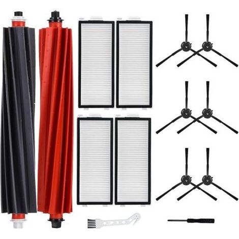 FENOPLASTICAFOREHILL 14-teiliges Zubehörset, kompatibel mit Roborock Qrevo Slim/Qrevo Master Saugrobotern, 2 Hauptbürsten, 6 Seitenbürsten, 4 Filter, 1 Reinigungsbürste (1/5)