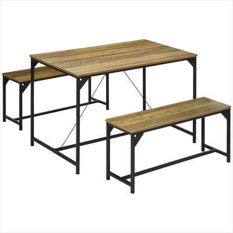 Ensemble table et chaises Table à manger extensible et 2 bancs (1/5)