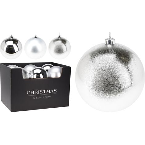 pallina di natale Opaca Natalizia Argento 14cm modello assortito