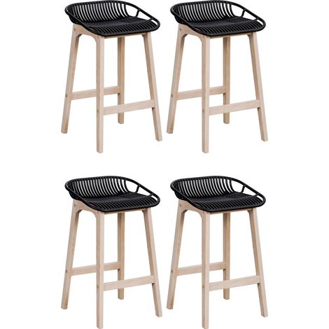Conjunto de sillas de isla y bar MALMO de roble de 65 cm con asiento de plástico