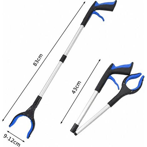 Pinza da giardino pieghevole, 83 cm - adatta per uso interno ed esterno, per raccogliere oggetti e rifiuti, pratica per anziani e persone con problemi alla schiena, blu royal (1/5)