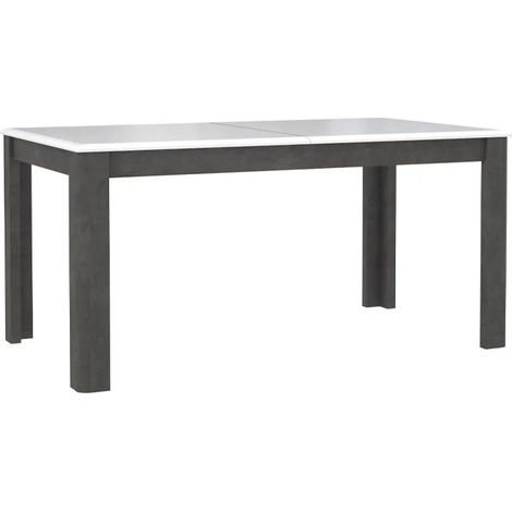 Table extensible 160 à 206 cm blanc laqué et décor gris béton - CALVI (1/5)