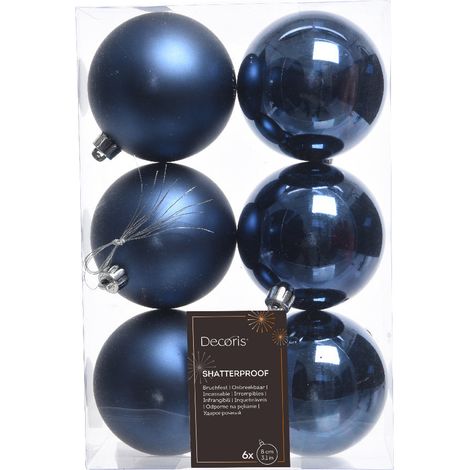 6 PALLINE DI NATALE BLU NOTTE 8CM (1/2)