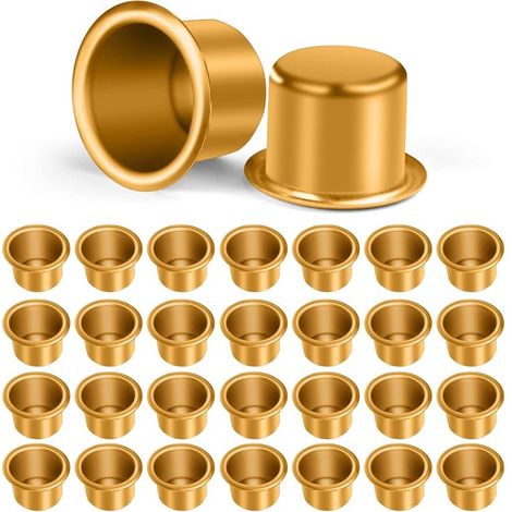 Aluminium Insert De Bougeoir Noël, 30 Pièces Bougie Buses Métal Supports pour Bougies, Bougeoir en Métal pour Bougies Chauffe-Plat, décoration de Noël Dîner aux Chandelles (Or) (1/5)