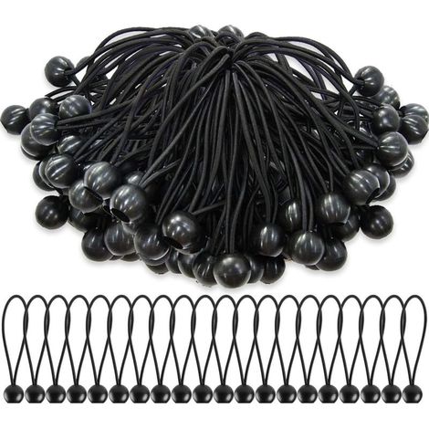 75 tendeurs élastiques avec boules, attaches élastiques pour bâches, chapiteaux, bannières, mâts de drapeau, bâche de camping Noir (1/5)