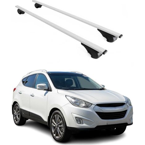OMAC Barres de toit pour Hyundai ix35 2010-2015 – TÜV / DIN 75302:2019 – Antivol inclus – Charge max 75 kg – 2 barres Argent (1/4)