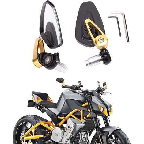 Rétroviseurs Universels Moto Aluminium 22mm Guidon Cruiser Chopper Doré (1/5)