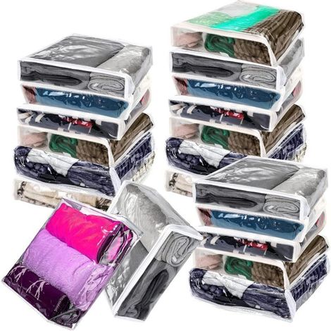 Irovami Transparente PVC-Aufbewahrungsbeutel, 20er-Pack – 26 x 26 x 7 cm, Reißverschluss – Ideal für Kleidung, Bettwäsche, Decken, Pullover (1/5)