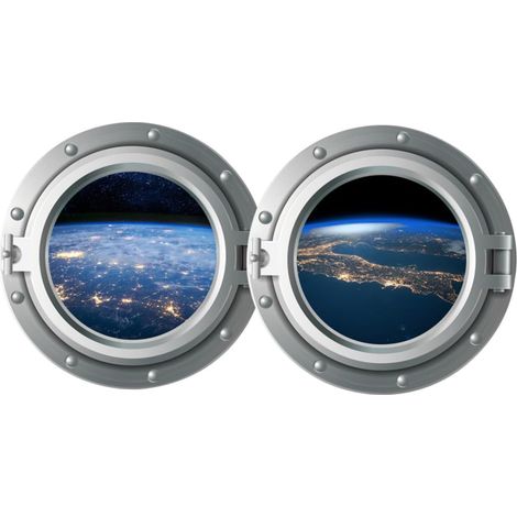 Autocollants Muraux 3d pour Fenêtres en Pvc, 2pcs, Résistance à L'usure, Faciles à Appliquer, Décorations D'intérieur pour Espace et Chambre (1/5)