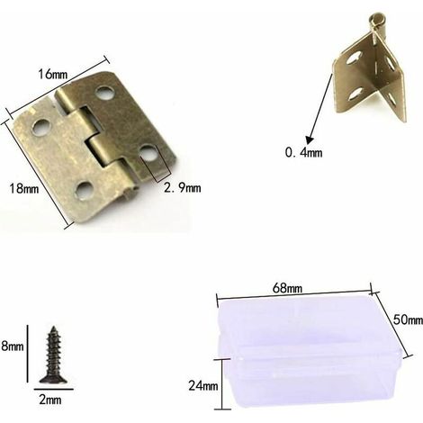 50pcs Mini Charnière Bout en Laiton Antique Petites Charnières Rétro Pliant Butt Bronze Charnières Vintage pour Bricolage Boîte en Bois Coffre à Bijoux Cabinet Mod&e (1/4)