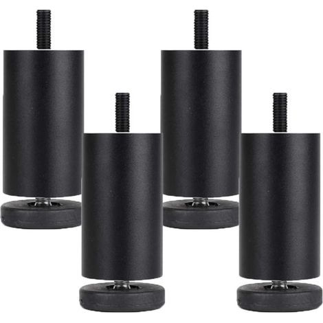 Patas de muebles regulables en altura de aleación de aluminio – juego de 4 patas redondas negras – ajuste de altura de 10 cm – fácil montaje (1/3)