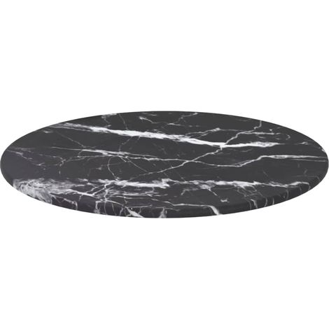 Maison Exclusive - Dessus de table noir Ø30x0,8cm verre trempé avec design marbre