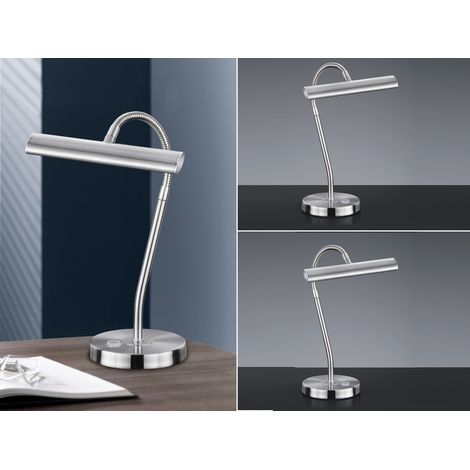 LED Schreibtischleuchte in Silber matt, 2er SET mit 4-Stufen Dimmer (1/5)