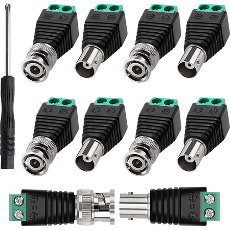 Paires BNC Video Balun Connecteur, Mâle Femelle Kit, Coaxiaux Cat5 Cat6 vers BNC Sans Soudure, pour Caméra de Surveillance CCTV, DVR, TV, Vidéo (1/5)