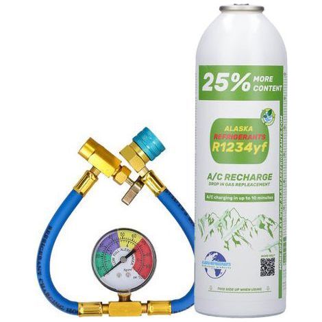 Kit Maison - Refrigerantes de Alaska Refrigerante de reemplazo R1234yf para vehículos + manguera y manómetro