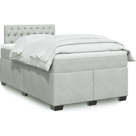 Boxspringbett mit Matratze Hellgrau 120x190 cm Samt (1/5)