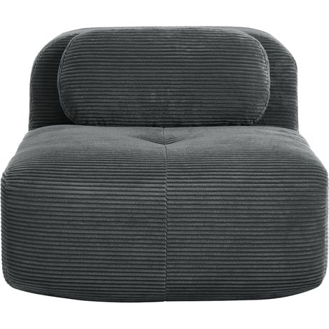 Canapé Modulable en Velours Côtelé Gris - Sofa Sans Accoudoirs avec Coussin Moelleux pour Salon (1/5)