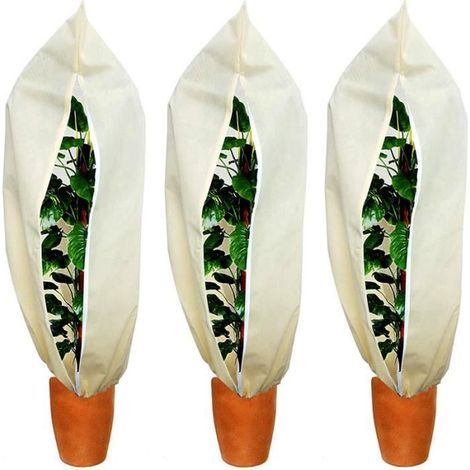 3-pack plant frost protection covers, 80x100cm outdoor garden fleece anti-freeze covers.