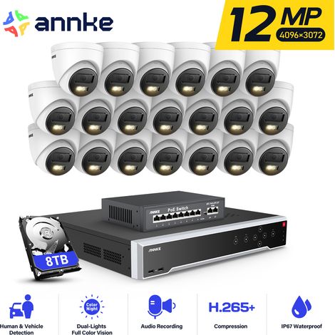 ANNKE 12MP Kit de Vidéosurveillance Extérieure 32CH NVR 20×Caméras Intelligente Double Lumière Vision Nocturne,Alerte Email Détection Mouvement Caméra de Surveillance APP/PC à Distance 8TB (1/5)