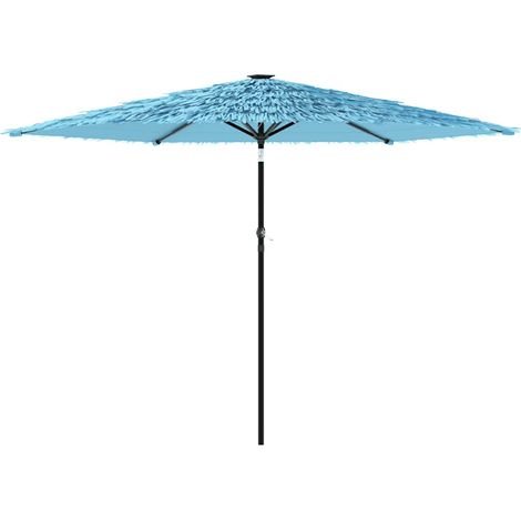 Sombrilla de jardín con mástil de acero 288 x 288 x 225 cm protección UV y lluvia diseño moderno en poliéster azul 020056401