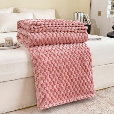 （red）100x150 Plush Plaid Blanket for Sofa, Casual Office Nap Blanket (1/3)