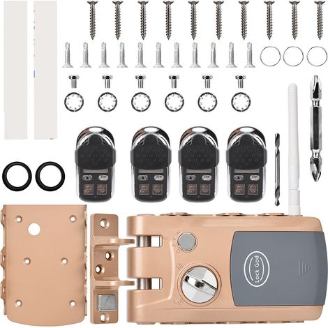 Serrure connectée sans clé Serrure intelligente anti-effraction en alliage de zinc avec 4 télécommandes et alarme batterie faible (1/5)