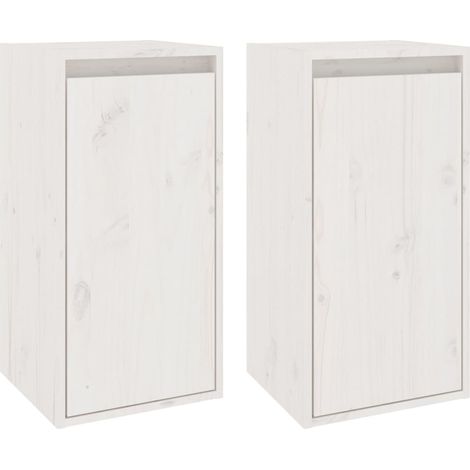Lot de 2 Armoires murales Salon,Meuble bas de Rangement,Meuble TV Blanc 30x30x60 cm Bois de pin massif -83600 (1/5)