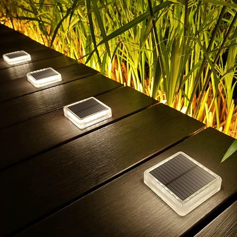 Outdoor Solar Lights, 4 Pack 30LM Solar Ground Lights IP68 Waterproof Solar Garden Lights Auto On/Off Solar Lighting for Stairs Paths Driveway Patio Deck, Natural White 4000K Square (1/5)