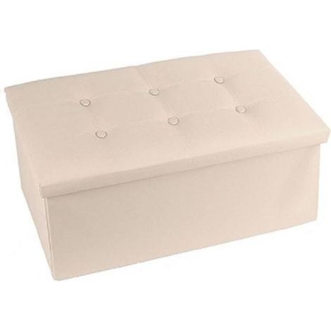Trade Shop - Contenedor Tapizado Pouff Beige 76x38x35cm - (1/2)