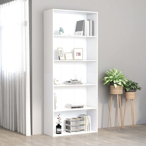 vidaXL Libreria a 5 Ripiani Bianca 80x30x189 cm in Legno