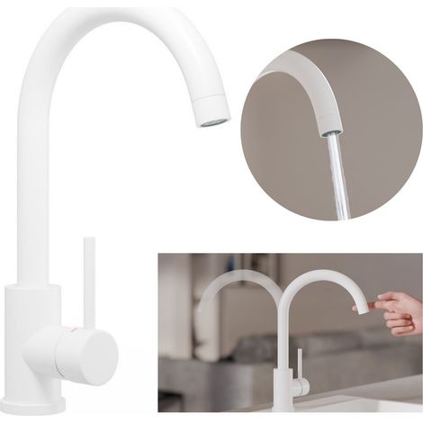 PRIMAGRAN Robinet de cuisine 5010, Robinet d'évier rotation 360°, Robinet haute pression, Blanc (1/4)