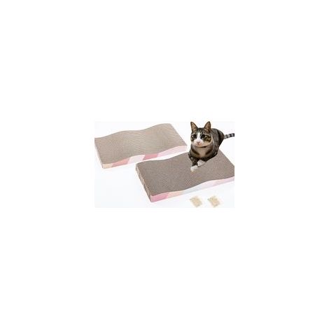 Tavola tiragraffi per gatti, tiragraffi per gatti, tappetino tiragraffi in cartone per gatti da interno, reversibile, grande, largo, ondulato con erba gatta (2 pezzi) - Crezuo