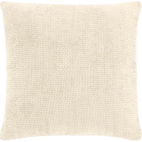 Housse de Coussin en Velours Chenille "Leo" 40x40cm Crème (1/3)