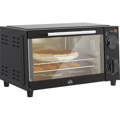 HOMCOM Mini Oven 9L Countertop Electric Grill w/ Temp Timer Control 750W Black