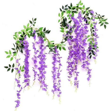 2 Pièces Wisteria Fleurs Artificielles, Fausse Fleur Decoration, Guirlande Fleurs Artificielles, 180cm Glycine Artificielle, Fausses Fleur pour Extérieur Intérieur Mariage Mur Maison Jardin (1/5)