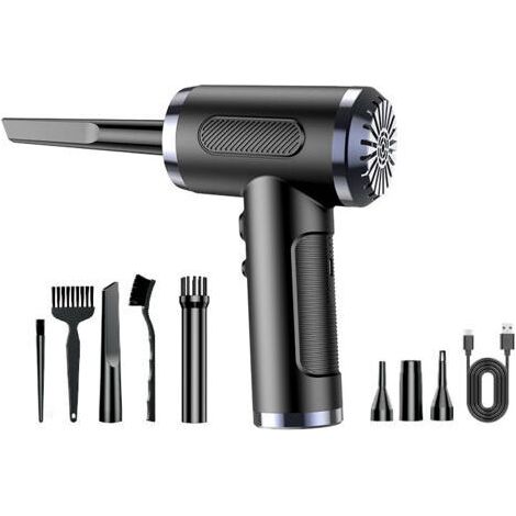 Soufflette Air Comprimé, 3 Vitesses 50 000 tr/min Bombe Air Sec Souffleur PC, Depoussierant Ordinateur Rechargeable par USB Avec Batterie 6000mAh pour Ordinateur Portable, Clavier, Voiture, Canapé
