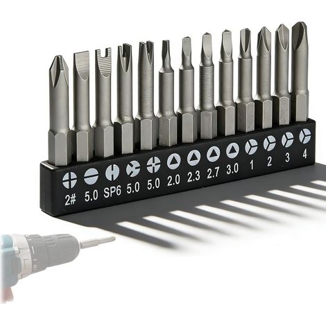 13pcs Special Magnetic Steel Screwdriver Bits - Hexagonal 1/4" Phillips U Shaped Y Three Point Screwdriver Bit Set Ideal for Electronic, Automotive and Household Repair (1/5)