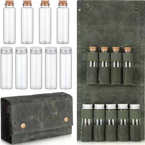 Tragbares Gewürzflaschen- und Aufbewahrungsset für Camping und Picknicks: Praktische Tasche für Gewürzflaschen und Gewürzgläser (1/4)