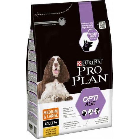 Pienso PURINA PRO PLAN MEDIUM&LARGE OPTIAGE 7+ POLLO para perros (1/4)