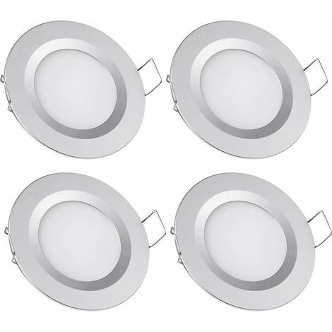 faretti LED da incasso da 12V, foro da 58-65 mm, 3W, 6400K, plafoniere da incasso per camper, barche, roulotte, furgoni, yacht, luce bianca fredda (finitura argento) (1/4)