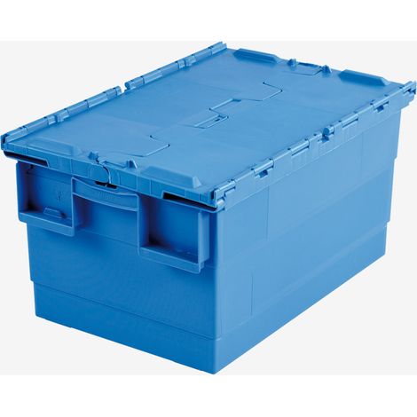 Bac 600 x 400 x 315 mm 55 L avec couvercle intégré - bleu - Gilac