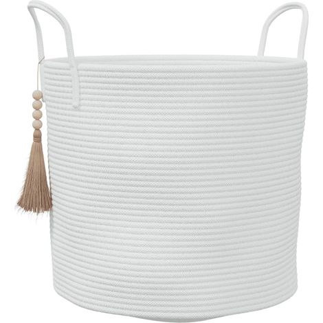 Panier de rangement en coton blanc (Ø40x35 cm) (1/5)